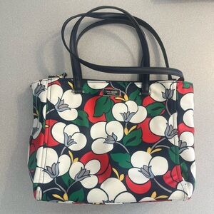 Kate Spade Floral Tote with Navy Accents